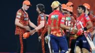 Shashank Singh and Ashutosh Sharma shake hands with SRH players.